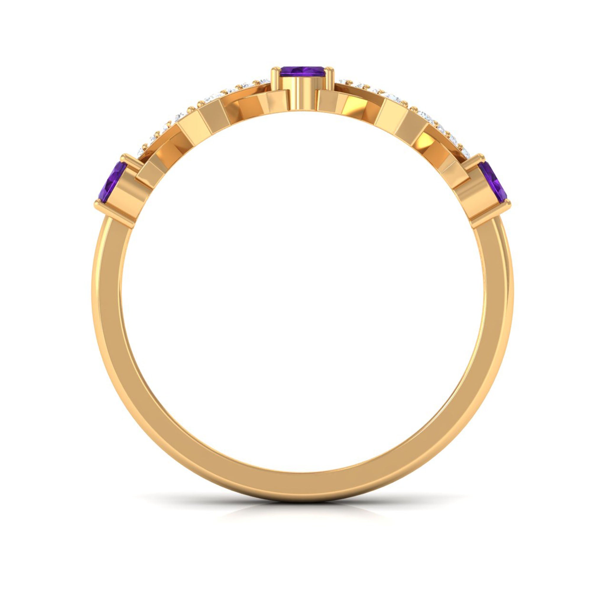 Rosec Jewels-Natural Oval Amethyst Half Eternity Ring with Diamond