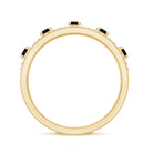 Round Cut Black Onyx and Diamond Half Eternity Band Ring AAA - Rosec Jewels