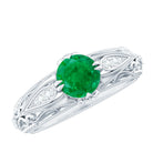 Rosec Jewels-Natural Emerald Diamond Antique Looking Engagement Ring