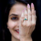 Rosec Jewels-Natural Emerald Diamond Antique Looking Engagement Ring