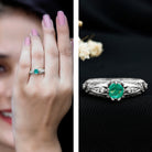 Rosec Jewels-Natural Emerald Diamond Antique Looking Engagement Ring
