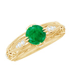 Rosec Jewels-Natural Emerald Diamond Antique Looking Engagement Ring
