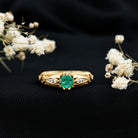 Rosec Jewels-Natural Emerald Diamond Antique Looking Engagement Ring