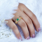 Rosec Jewels-Natural Emerald Diamond Antique Looking Engagement Ring