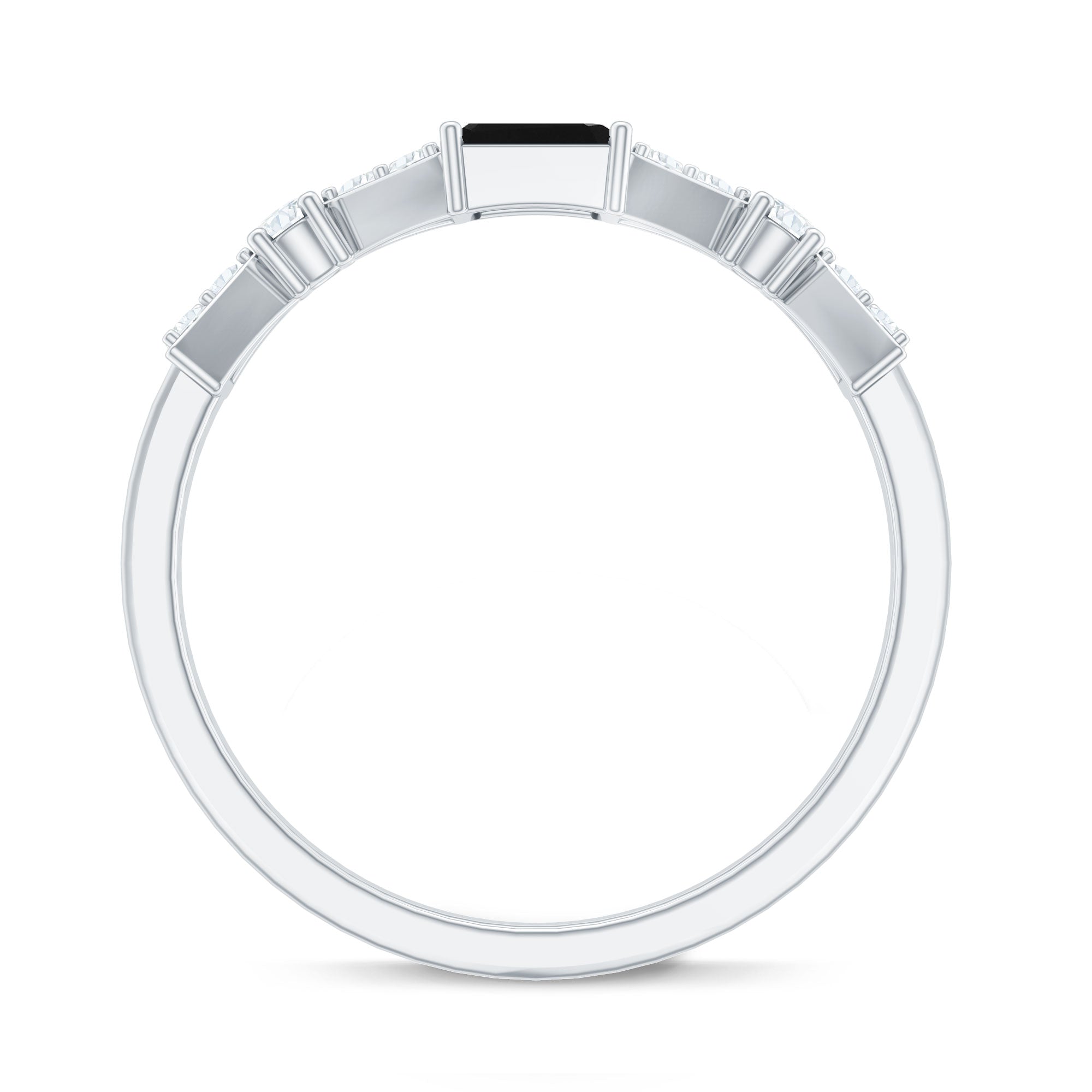 Rosec Jewels-Genuine Black Onyx and Diamond Half Eternity Wedding Band