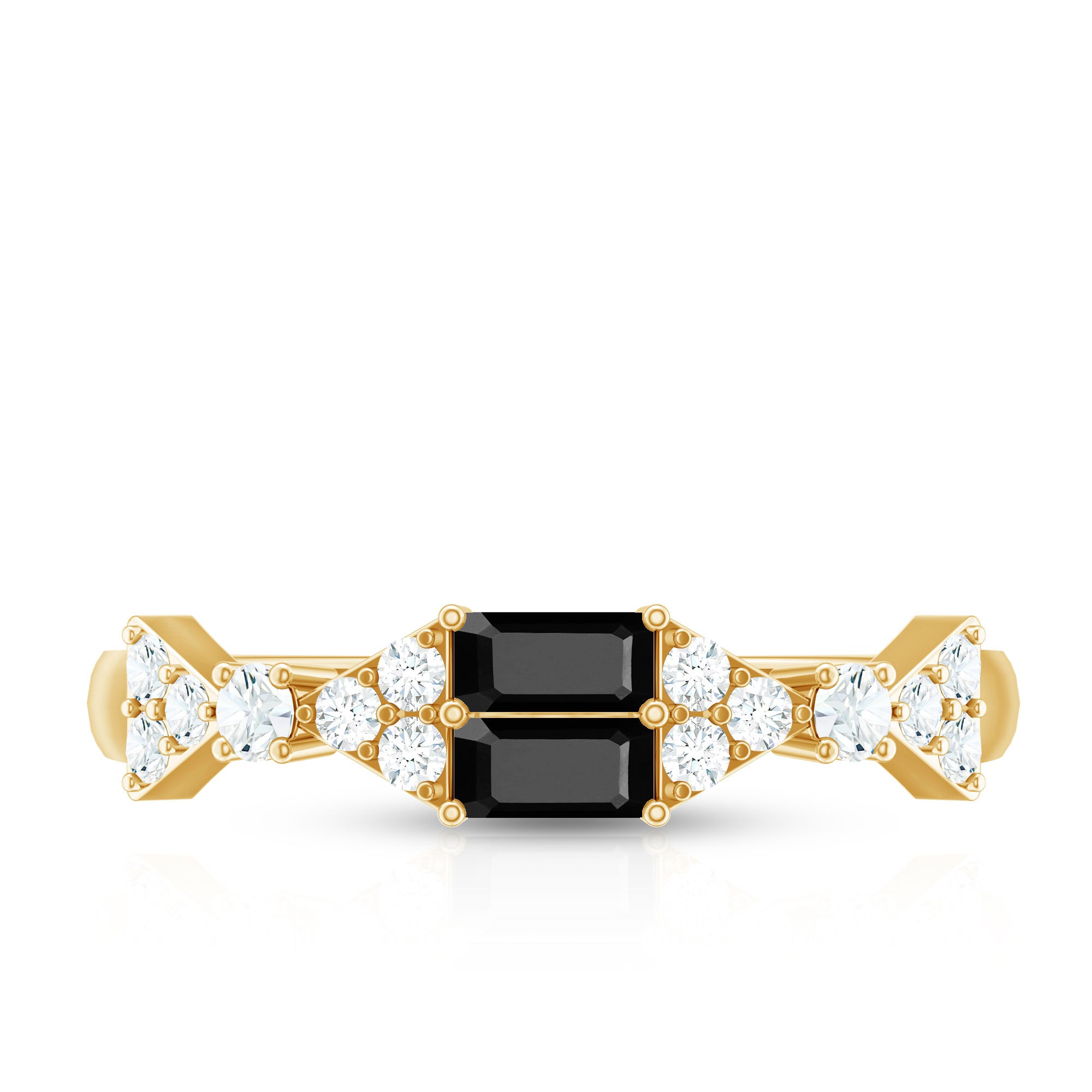 Rosec Jewels-Genuine Black Onyx and Diamond Half Eternity Wedding Band