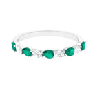 Rosec Jewels-Natural Pear Shape Emerald Half Eternity Ring in East West Style
