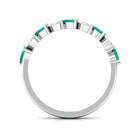 Rosec Jewels-Natural Pear Shape Emerald Half Eternity Ring in East West Style