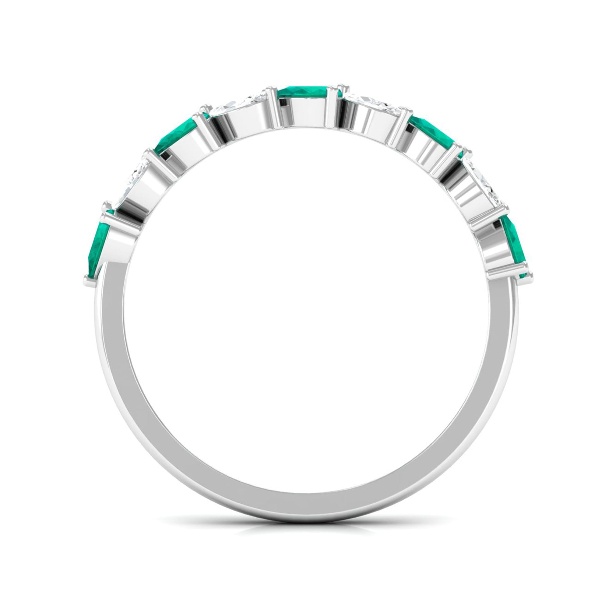 Rosec Jewels-Natural Pear Shape Emerald Half Eternity Ring in East West Style