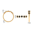 Rosec Jewels-Pear Black Onyx Half Eternity Band Ring with Diamond