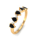 Pear Black Onyx Half Eternity Band Ring with Diamond Black Onyx - ( AAA ) - Quality - Rosec Jewels