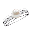 2 Carat Freshwater Pearl Engagement Ring with Diamond for Women AAA - Rosec Jewels
