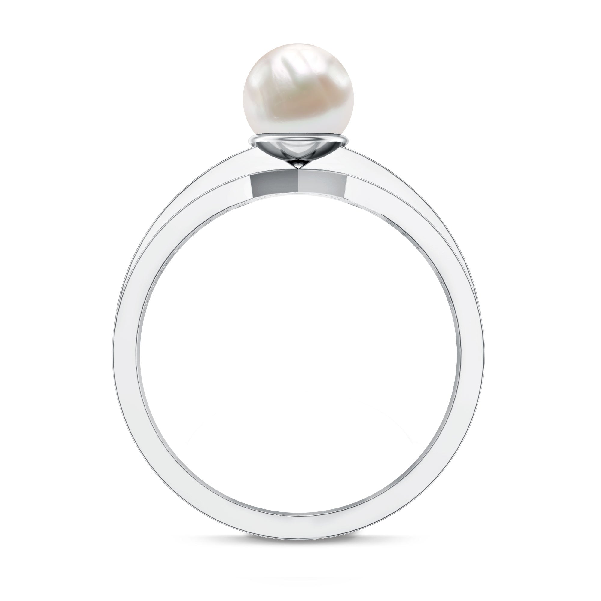 2 Carat Freshwater Pearl Engagement Ring with Diamond for Women AAA - Rosec Jewels
