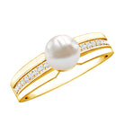 2 Carat Freshwater Pearl Engagement Ring with Diamond for Women AAA - Rosec Jewels
