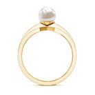 2 Carat Freshwater Pearl Engagement Ring with Diamond for Women AAA - Rosec Jewels