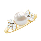 Rosec Jewels-Nature Inspired 3 Carat Freshwater Pearl Engagement Ring with Diamond