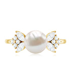 Rosec Jewels-Nature Inspired 3 Carat Freshwater Pearl Engagement Ring with Diamond