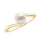 2 Carat Solitaire Freshwater White Pearl Bypass Engagement Ring for Women AAA - Rosec Jewels