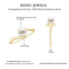 2 Carat Solitaire Freshwater White Pearl Bypass Engagement Ring for Women AAA - Rosec Jewels