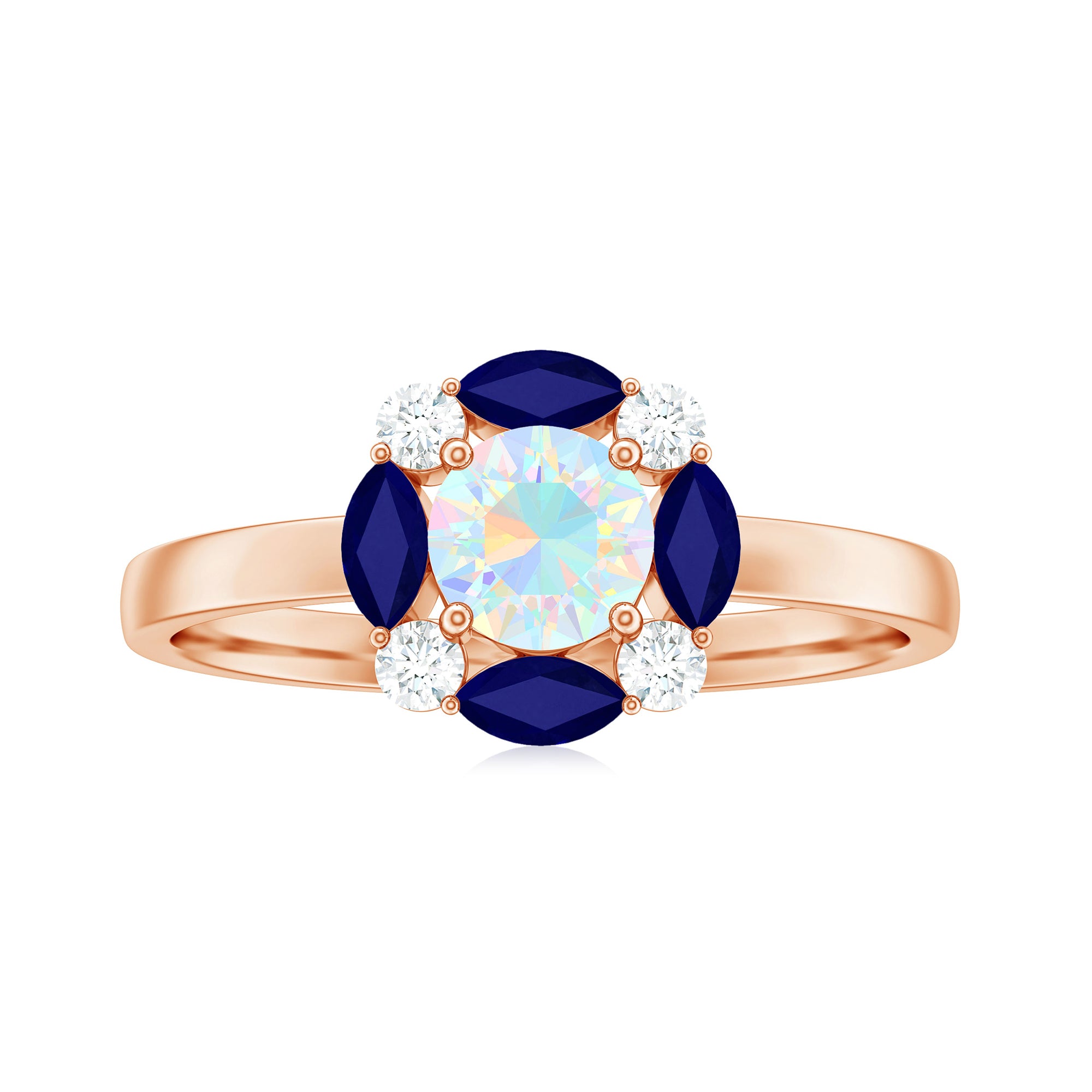 Natural Ethiopian Opal and Sapphire Designer Ring AAA - Rosec Jewels