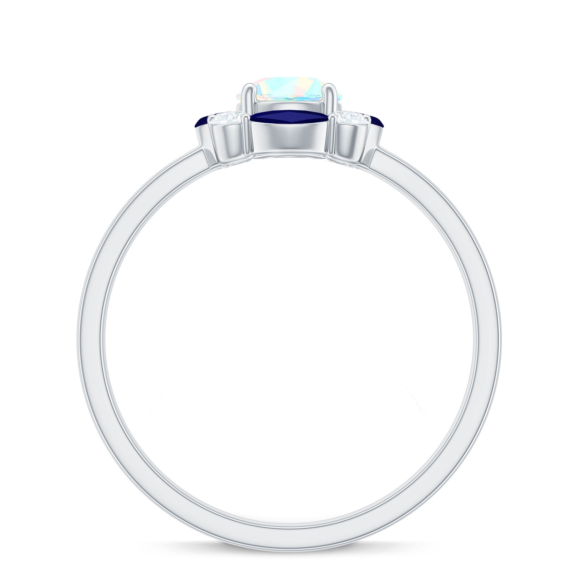 Natural Ethiopian Opal and Sapphire Designer Ring AAA - Rosec Jewels