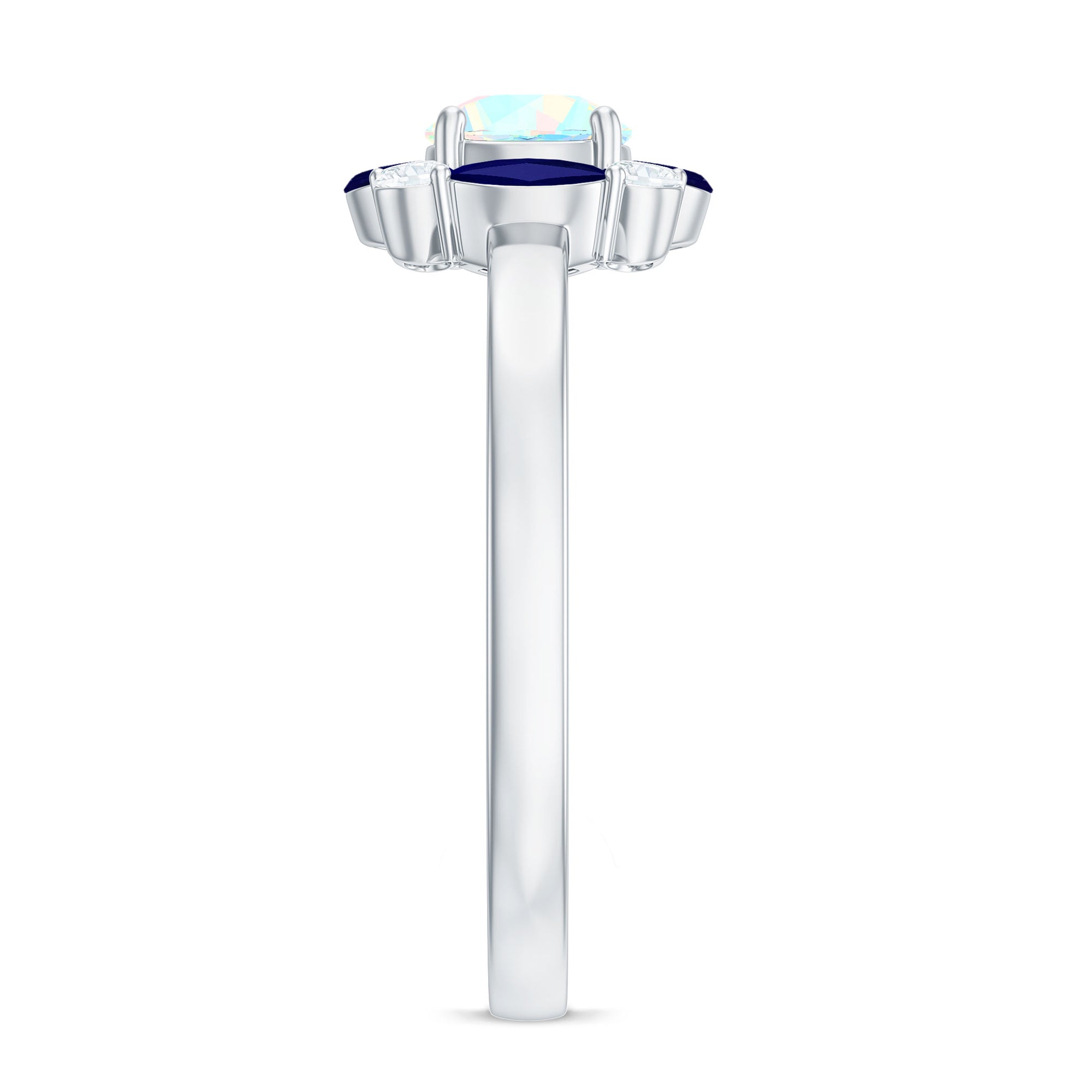 Natural Ethiopian Opal and Sapphire Designer Ring AAA - Rosec Jewels