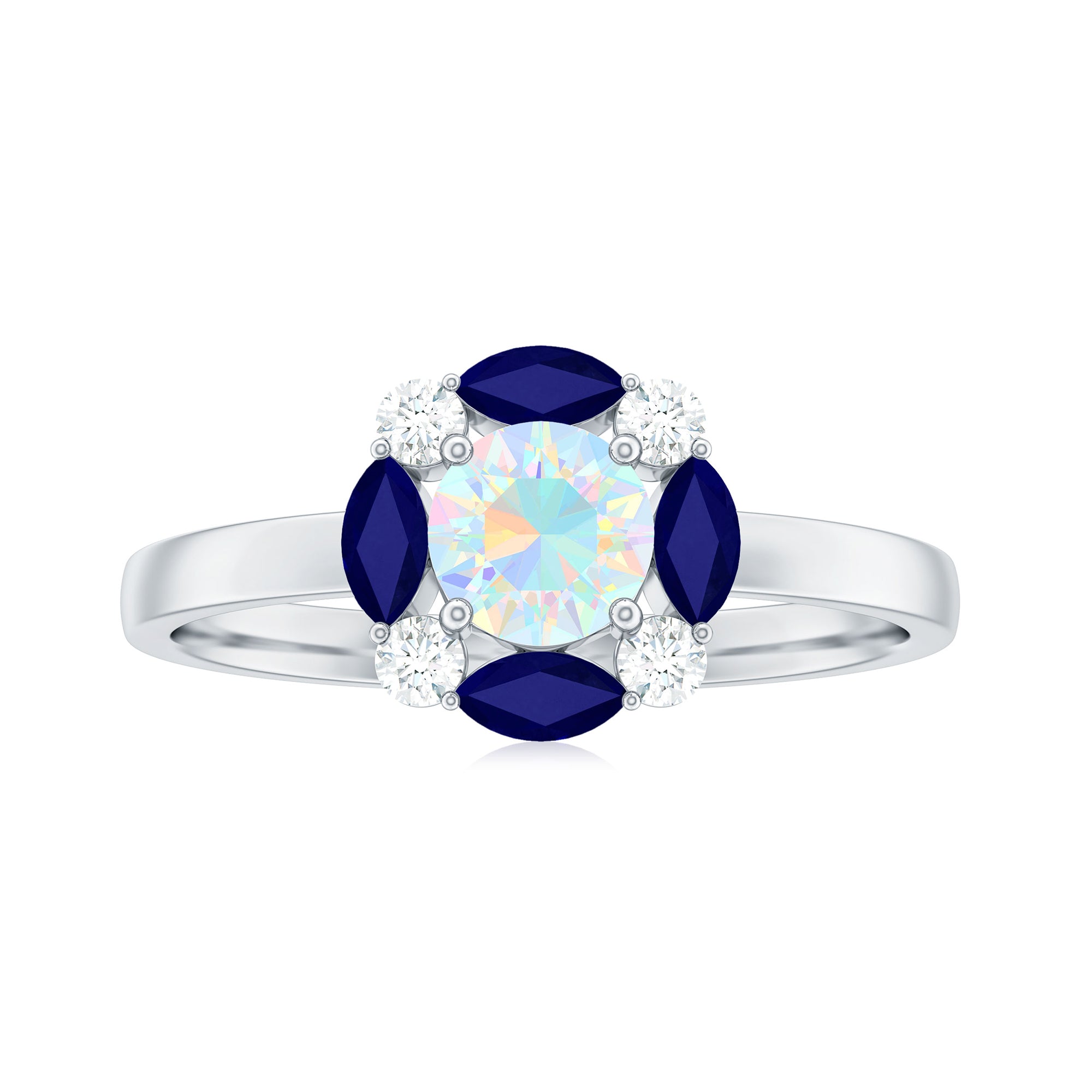 Natural Ethiopian Opal and Sapphire Designer Ring AAA - Rosec Jewels