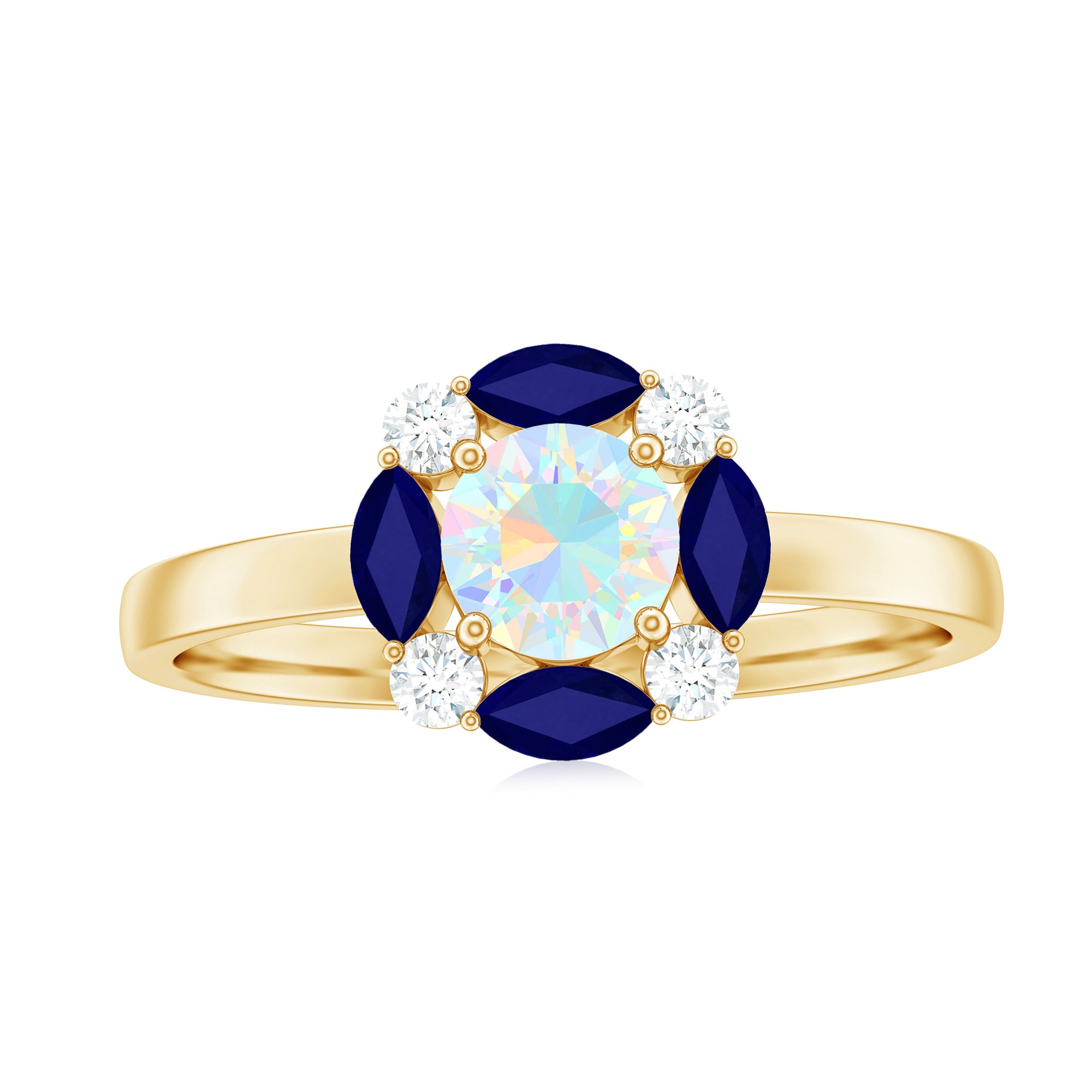 Natural Ethiopian Opal and Sapphire Designer Ring AAA - Rosec Jewels