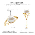 8 Carat Freshwater Pearl Solitaire Engagement Ring in Split Shank AAA - Rosec Jewels