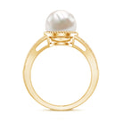 8 Carat Freshwater Pearl Solitaire Engagement Ring in Split Shank AAA - Rosec Jewels