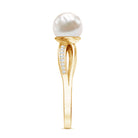Cultured 3 Carat Freshwater Pearl Engagement Ring with Diamond AAA - Rosec Jewels