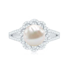 Split Shank Freshwater Pearl and Diamond Braided Statement Ring AAA - Rosec Jewels
