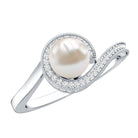2 Carat Freshwater Pearl Bypass Engagement Ring with Diamond AAA - Rosec Jewels