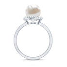 Rosec Jewels-Designer 7.4 Carat Freshwater Pearl Engagement Ring with Diamond