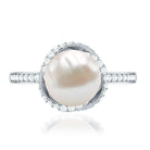 Rosec Jewels-Designer 7.4 Carat Freshwater Pearl Engagement Ring with Diamond