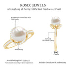 Rosec Jewels-Designer 7.4 Carat Freshwater Pearl Engagement Ring with Diamond