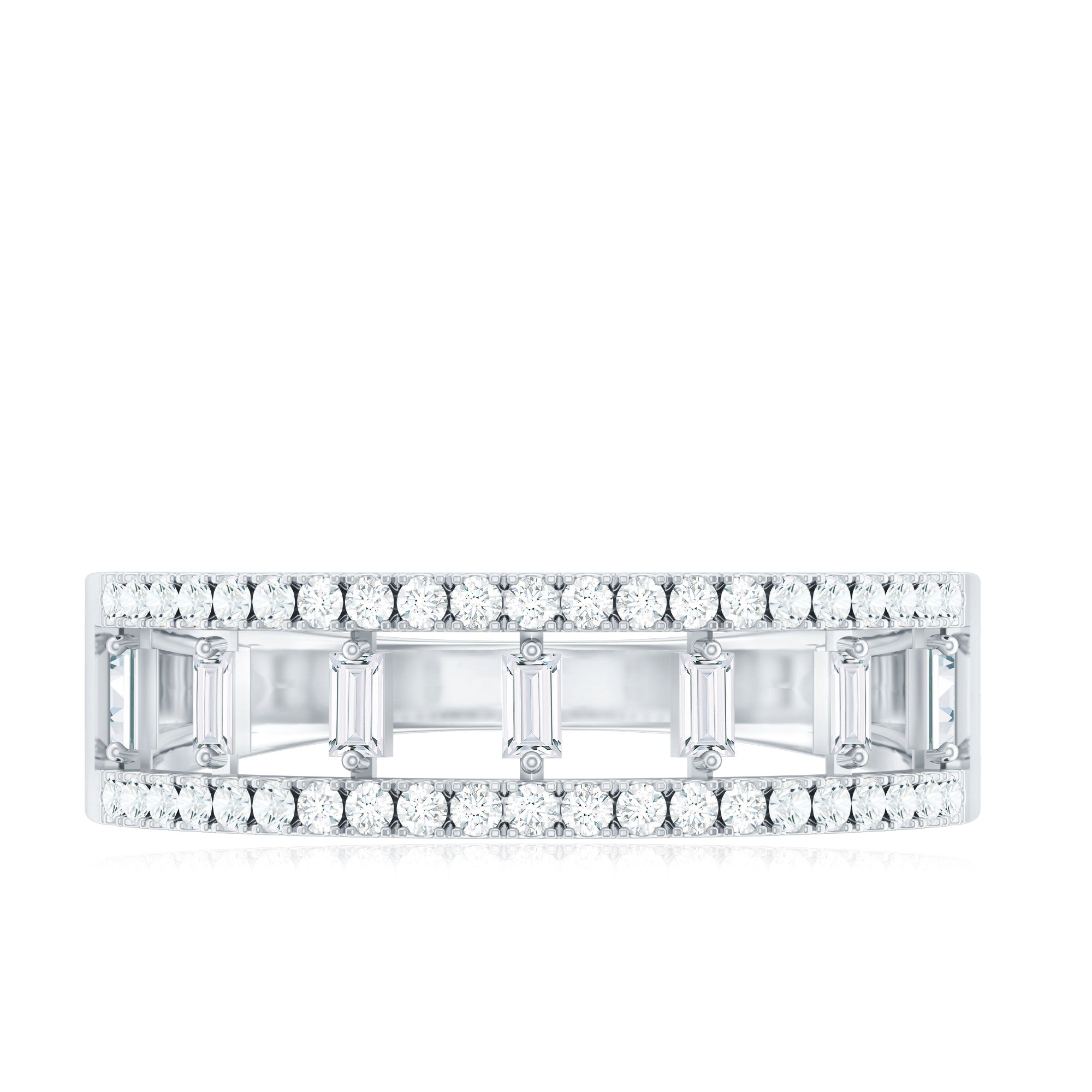 Rosec Jewels-Natural Baguette Diamond Half Eternity Band With Certificate