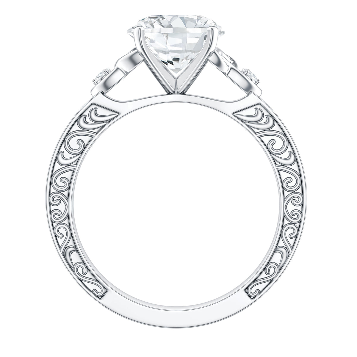 Antique Looking Round Moissanite Celtic Knot Engagement Ring D-VS1 - Rosec Jewels