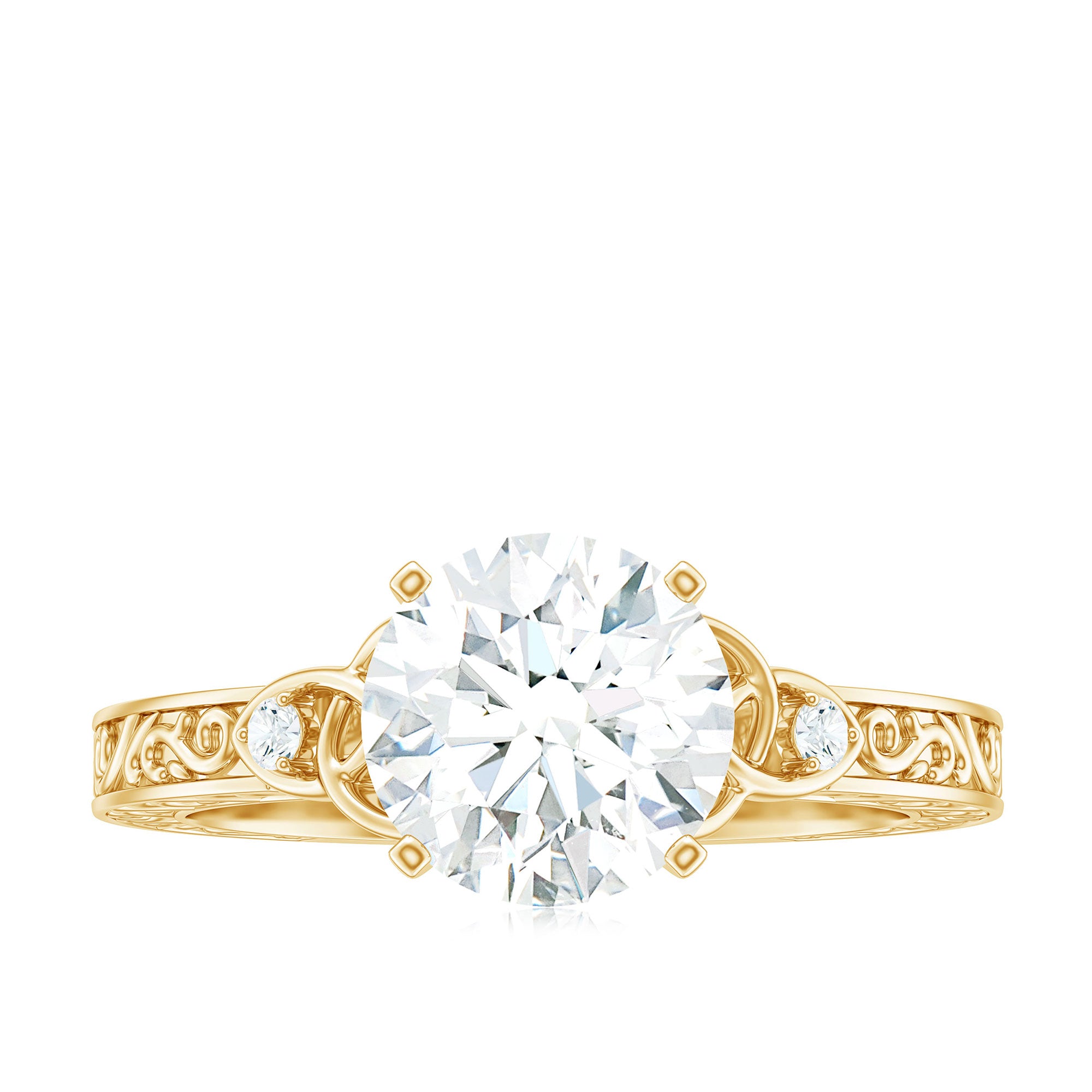 Antique Looking Round Moissanite Celtic Knot Engagement Ring D-VS1 - Rosec Jewels