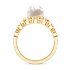 Freshwater Pearl and Diamond Wedding Ring Set AAA - Rosec Jewels