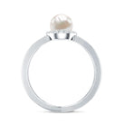 Rosec Jewels-Real 2 Carat Freshwater Pearl Diamond Halo Engagement Ring with Criss Cross Shank