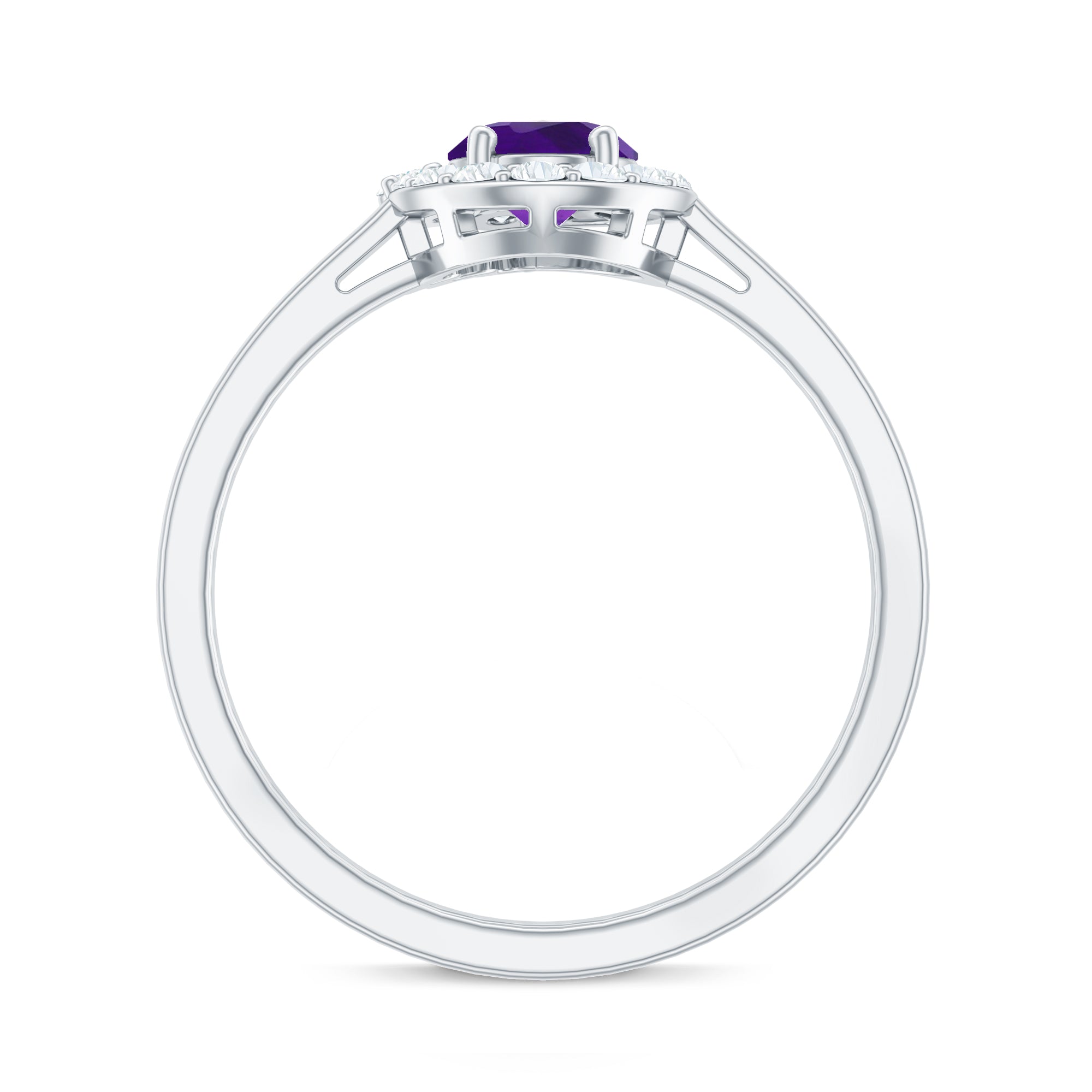 1 Carat Amethyst Designer Engagement Ring with Diamond for Women AAA - Rosec Jewels