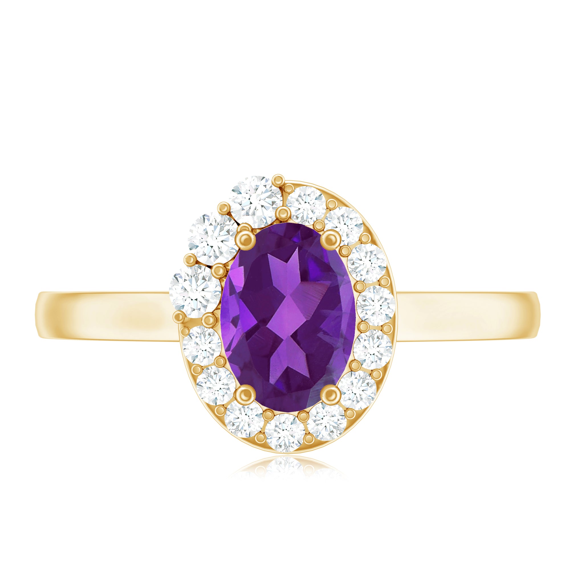 1 Carat Amethyst Designer Engagement Ring with Diamond for Women AAA - Rosec Jewels
