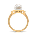 Art Deco Inspired 2 Carat Freshwater Pearl Engagement Ring with Diamond Halo AAA - Rosec Jewels