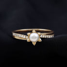 2.25 CT Floral Freshwater Pearl Bypass and Diamond Engagement Ring in Gold Freshwater Pearl - ( AAA ) - Quality - Rosec Jewels