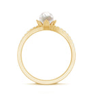 2 Carat Freshwater Pearl and Diamond Flower Engagement Ring AAA - Rosec Jewels