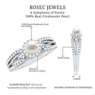 Rosec Jewels-2.50 CT Freshwater Pearl and Diamond Engagement Ring with Beaded Gold