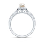 Rosec Jewels-2.50 CT Freshwater Pearl and Diamond Engagement Ring with Beaded Gold