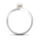 Cultured 2 Carat Freshwater Pearl Engagement Ring with Diamond AAA - Rosec Jewels