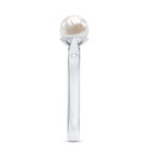 Rosec Jewels-Natural 2 Carat Freshwater Pearl Solitaire Ring with Diamond